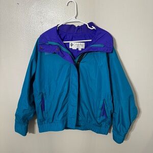 Columbia Women's Teal and Purple Bomber Jacket